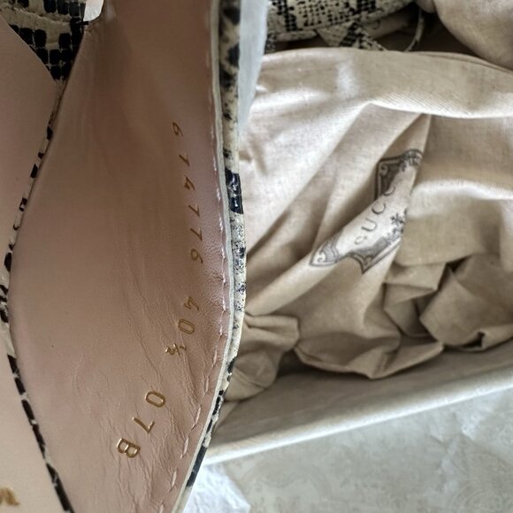 NEW Gucci Beige & Brown Python Horsebit Heeled Sandals Sz 40.5 - Picture 11 of 13
